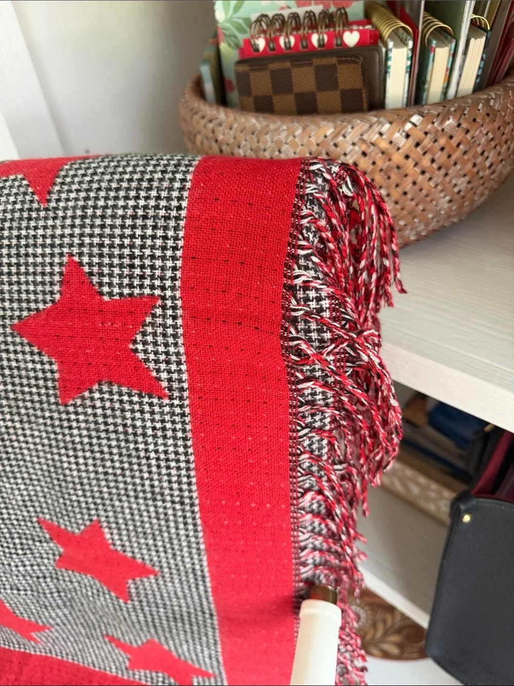 Cabi red star houndstooth, scarf!  Red and Black! Like new!